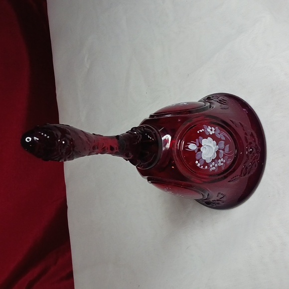 Fenton Other - Fenton hand-painted ruby red glass Bell artist signature